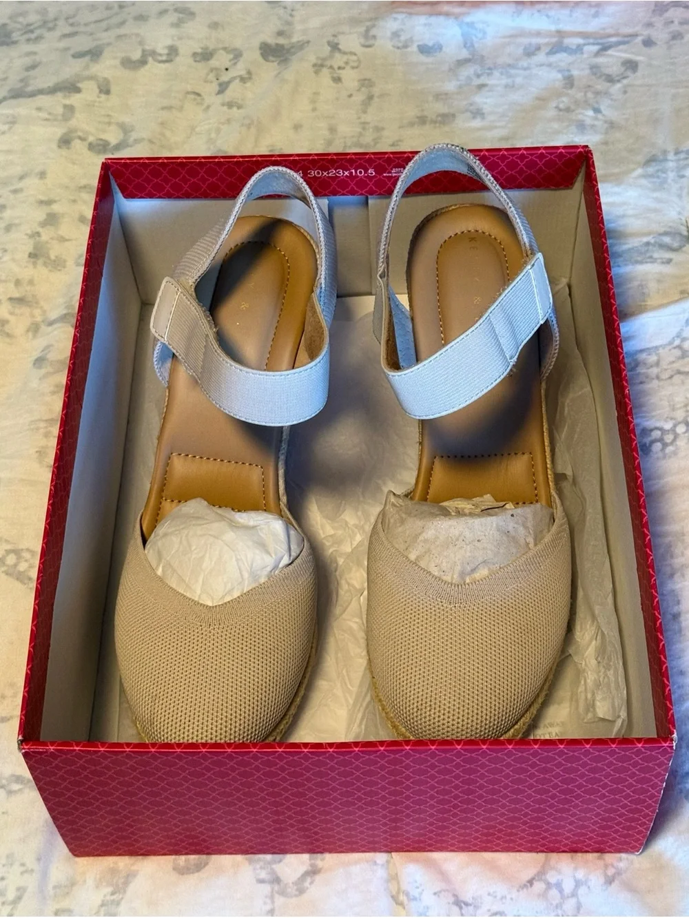 Kelly & Katie Beige/Natural Espadrille Wedge Sandals 9.5